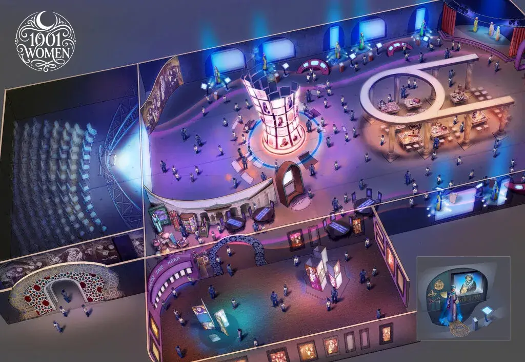 Concept view of a 1001 Women immersive exhibition hall