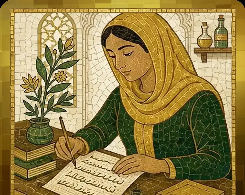 Content creator writing mosaic visual
